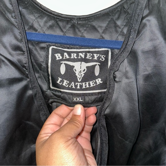 BARNEYS LEATHER. plus size motorcycle leather jacket w/ removable lining - Picture 6 of 10